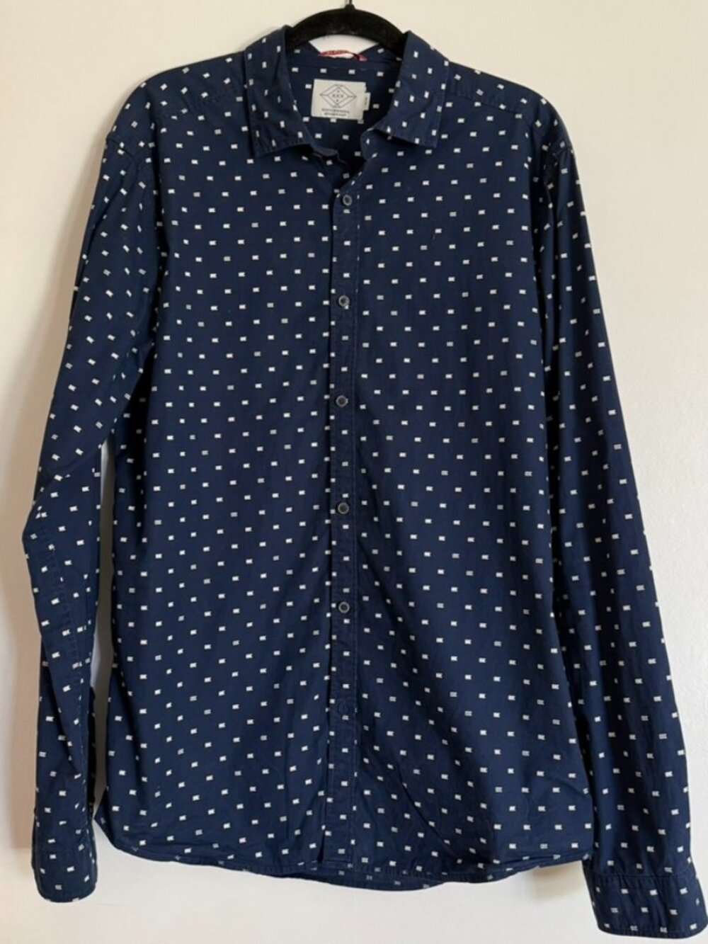 Scotch & Soda Amsterdam Shirt Men's Blue Slim Long Sleeve Button Up Collared L